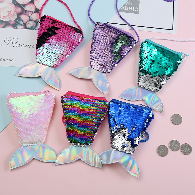 Coin Purse Women - Porte-monnaie à paillettes avec cordon, pochette