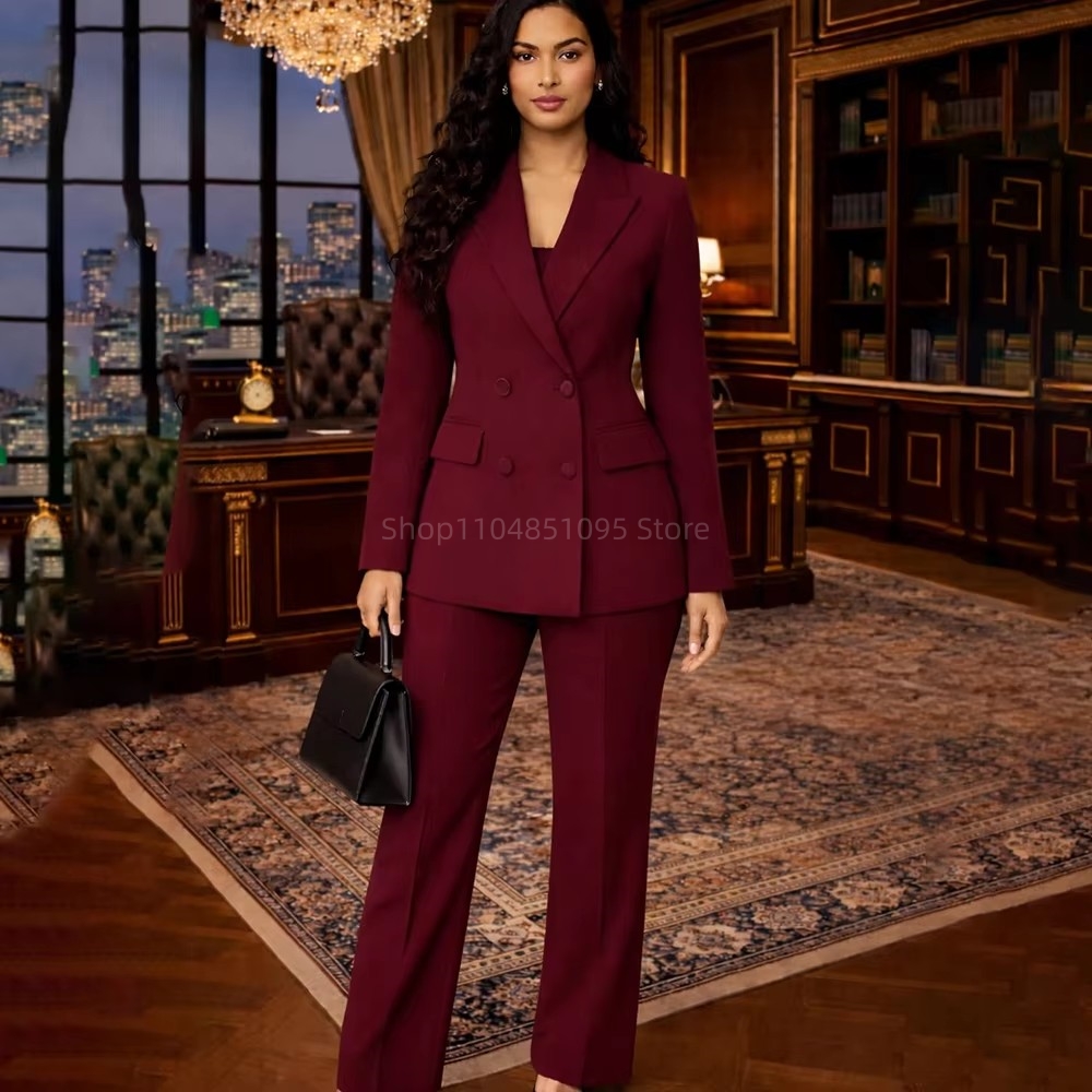 Women'S Fashion Jersey - Costumes chics bordeaux pour femmes, veste
