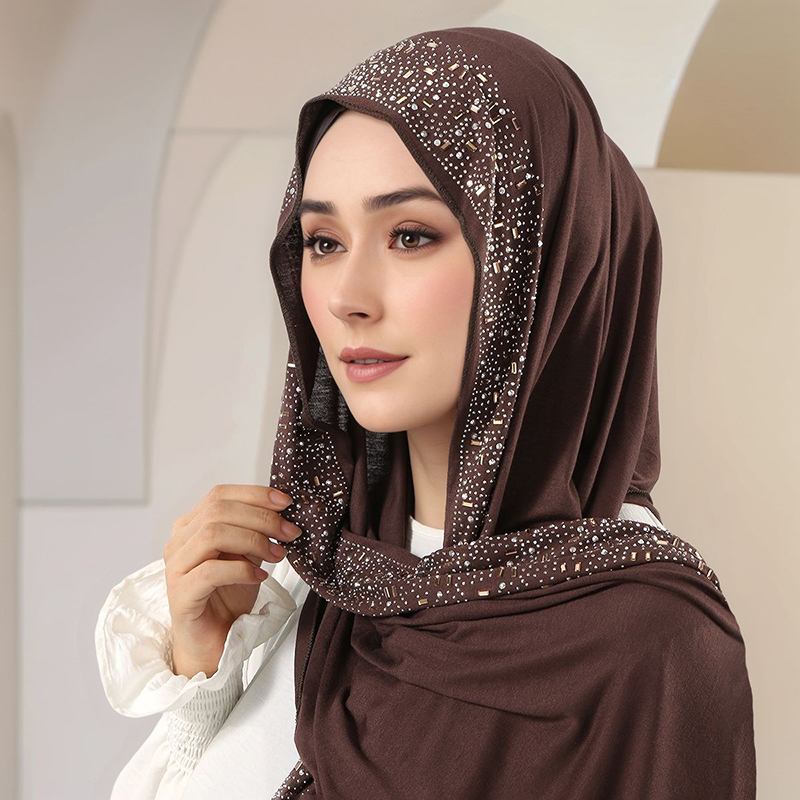 Women'S Fashion Headbands - Hijab en jersey de coton scintillant