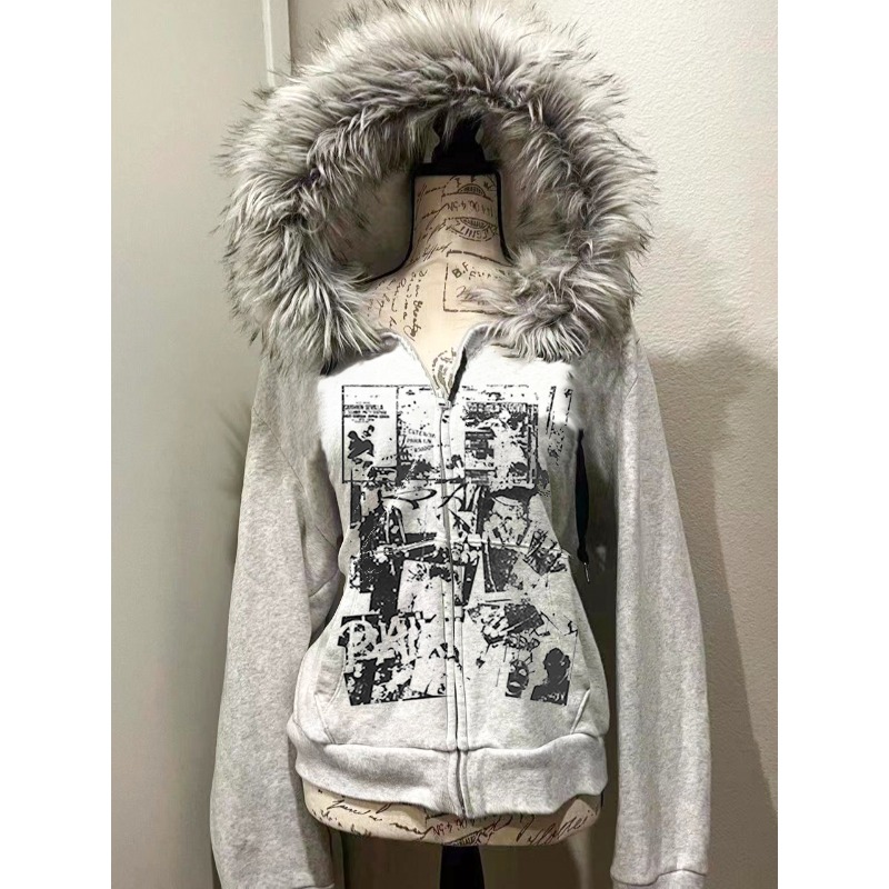 Veste à capuche en fausse four - Women'S Fashion Zip Up Hoodies avis et prix
