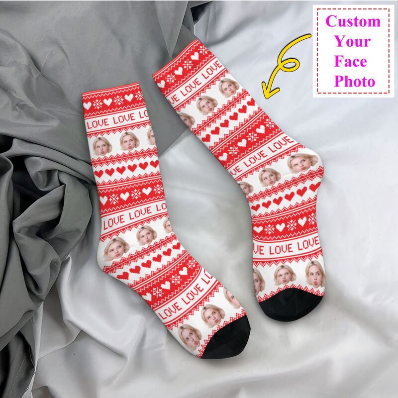Noël personnalisé visage Photo - Women'S Fashion Socks avis et prix