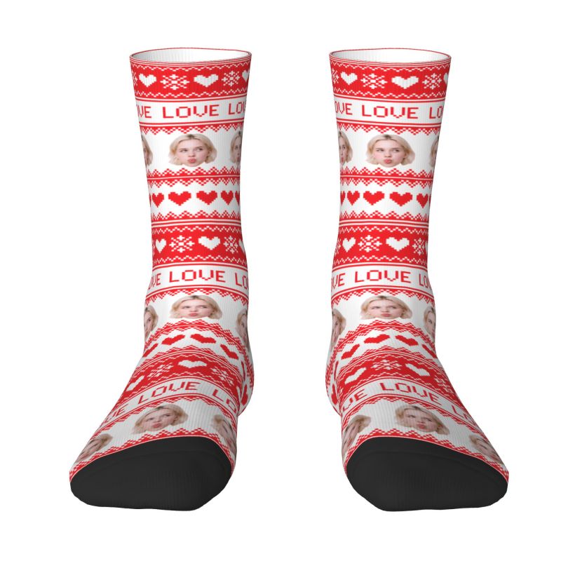 Noël personnalisé visage Photo - Women'S Fashion Socks avis et prix