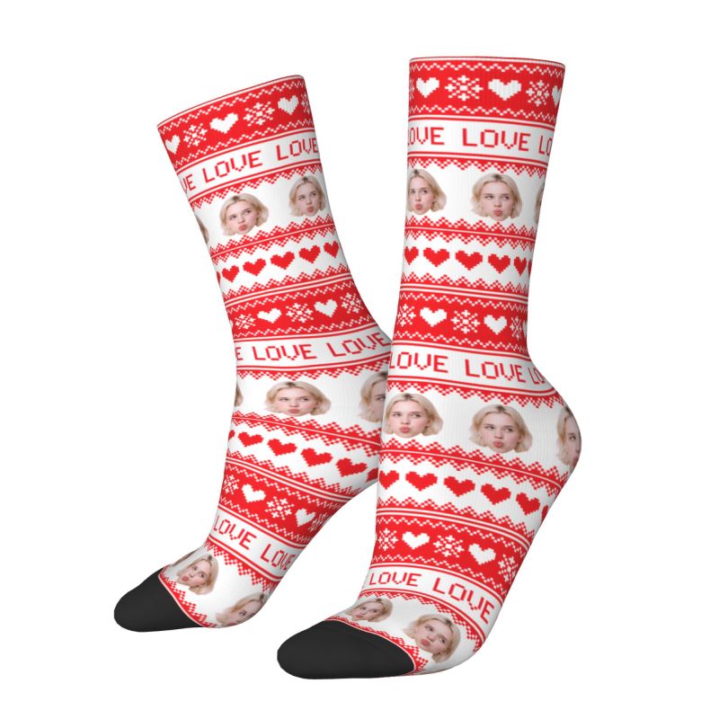 Noël personnalisé visage Photo - Women'S Fashion Socks avis et prix