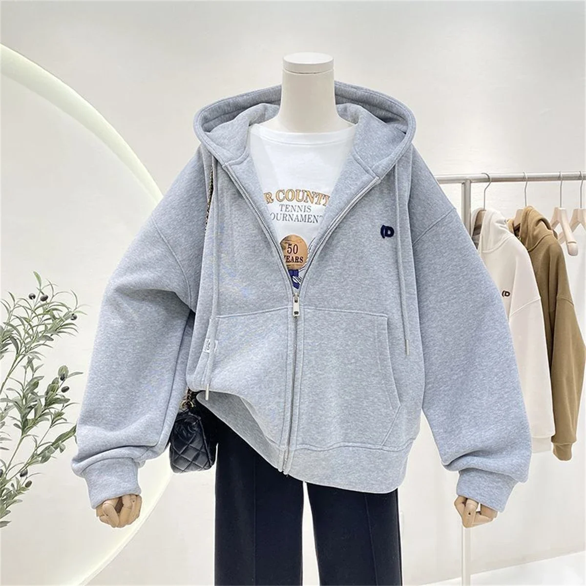 Mode automne solide sweat à ca - Women'S Fashion Zip Up Hoodies avis et prix