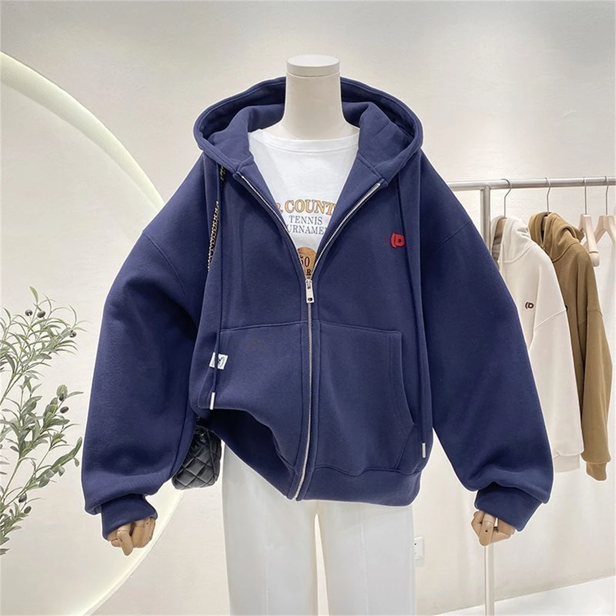 Mode automne solide sweat à ca - Women'S Fashion Zip Up Hoodies avis et prix