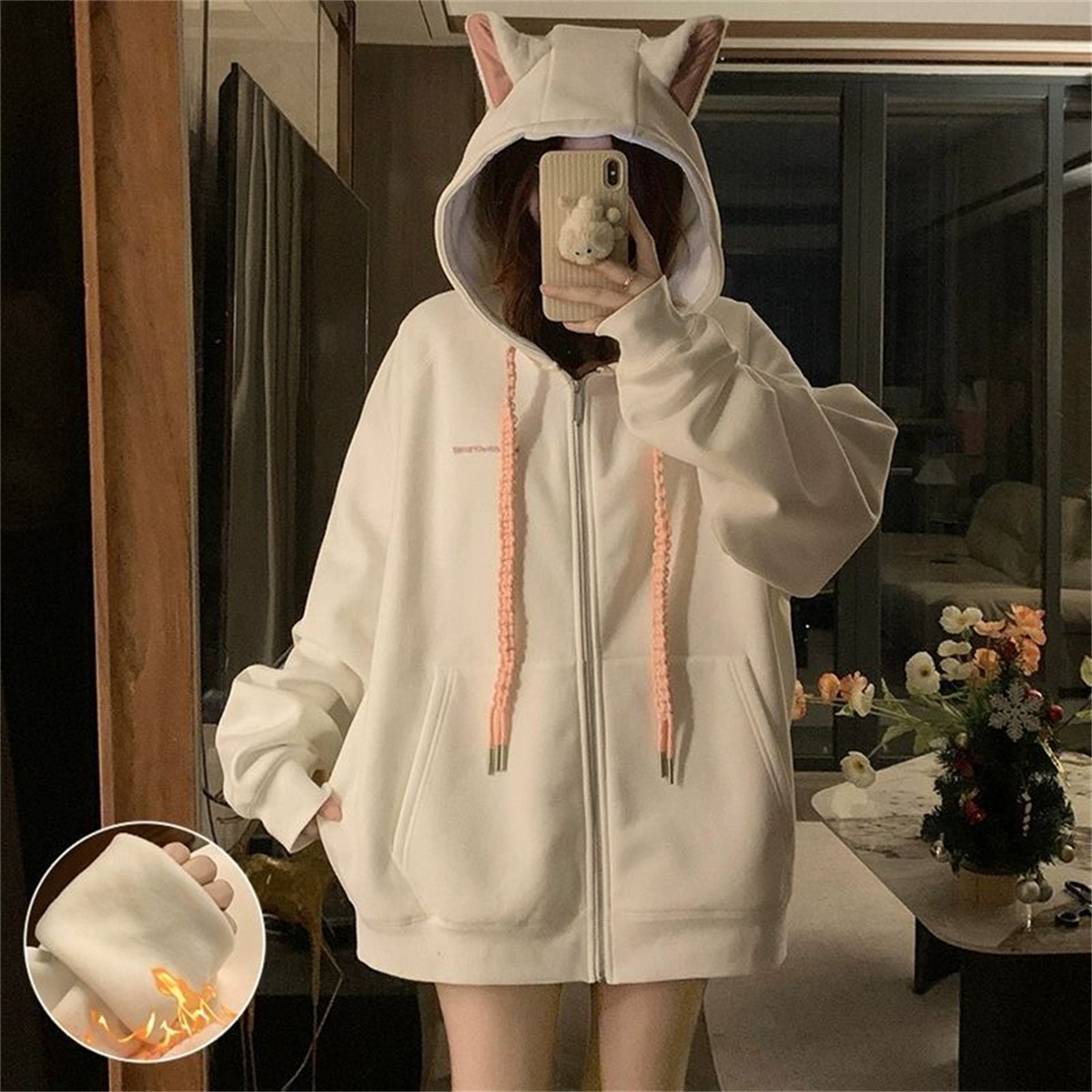 Manteau à capuche avec oreille - Women'S Fashion Zip Up Hoodies avis et prix