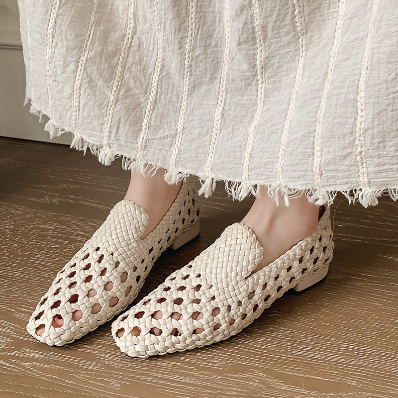 Sandales tressées en cuir véri - Women Fashion Heels avis et prix