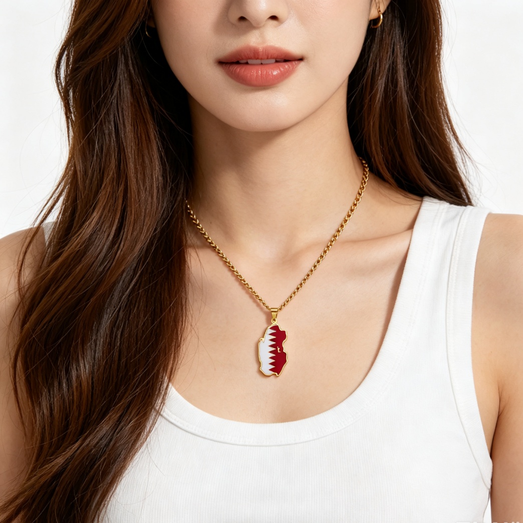 Collier Carte du Qatar Goutte  - Women Fashion Qatar avis et prix
